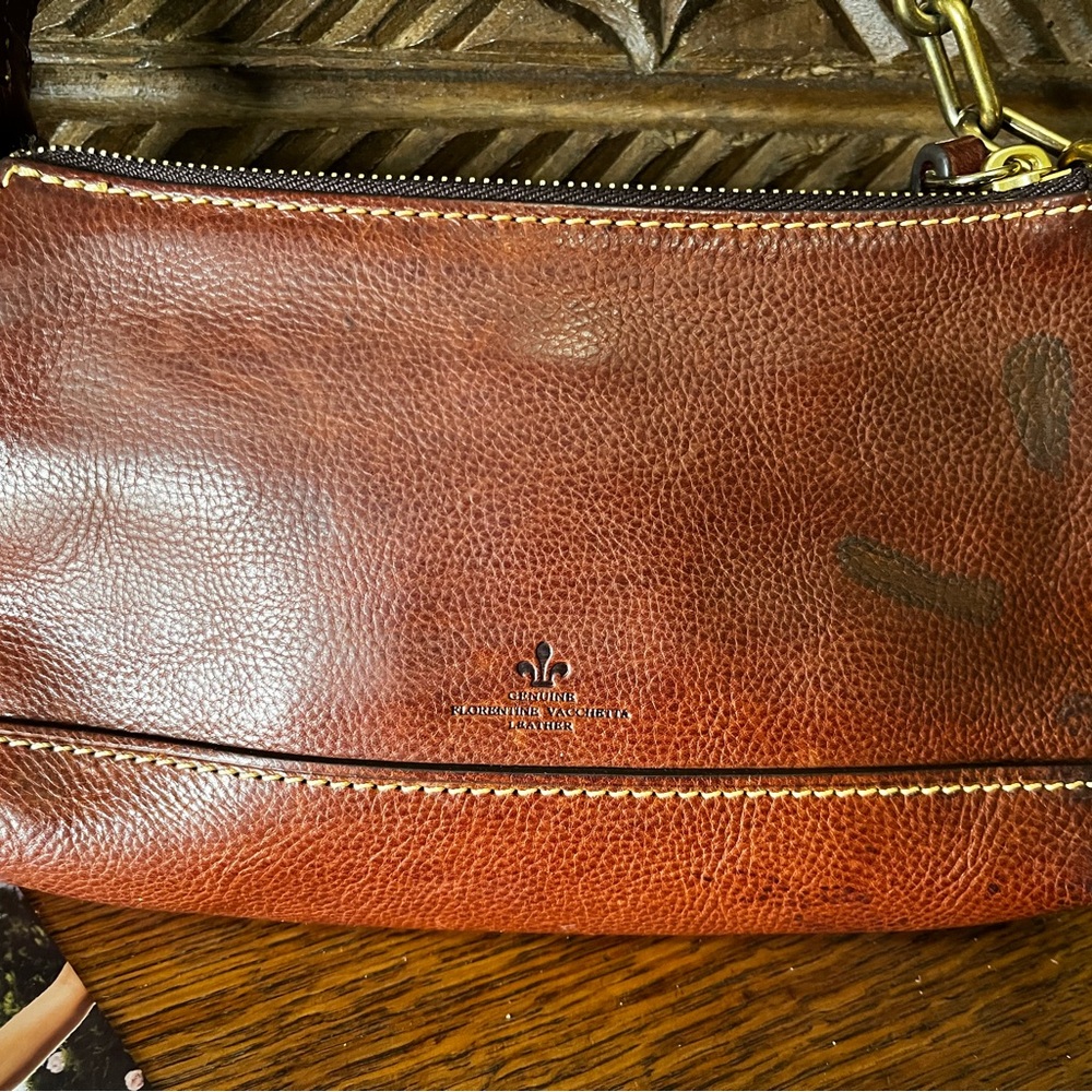 Dooney & Bourke Florentine Vacchetta Leather Chestnut Izzie Shoulder Bag AS IS - Picture 2 of 9